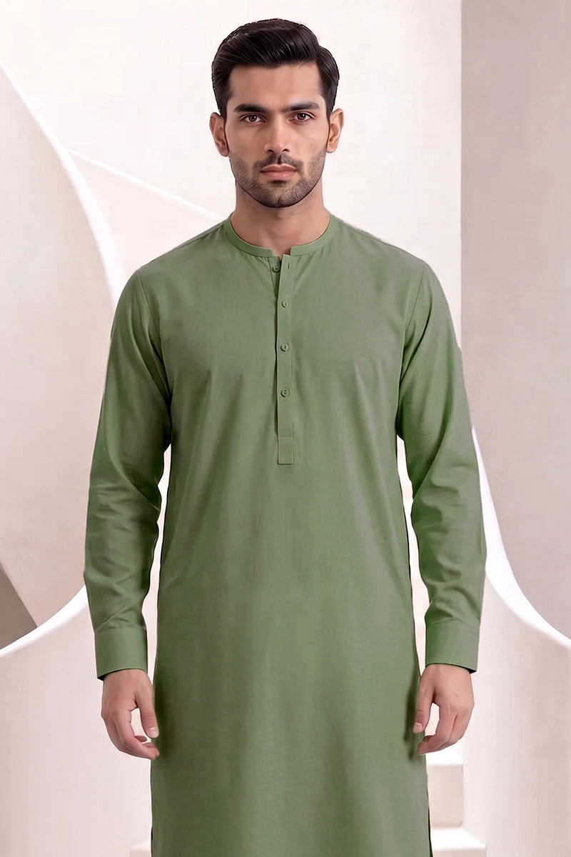 Men’s Unstitched Royal Wash & Wear Suit Fabric by KBC Fashion (Olive Green)
