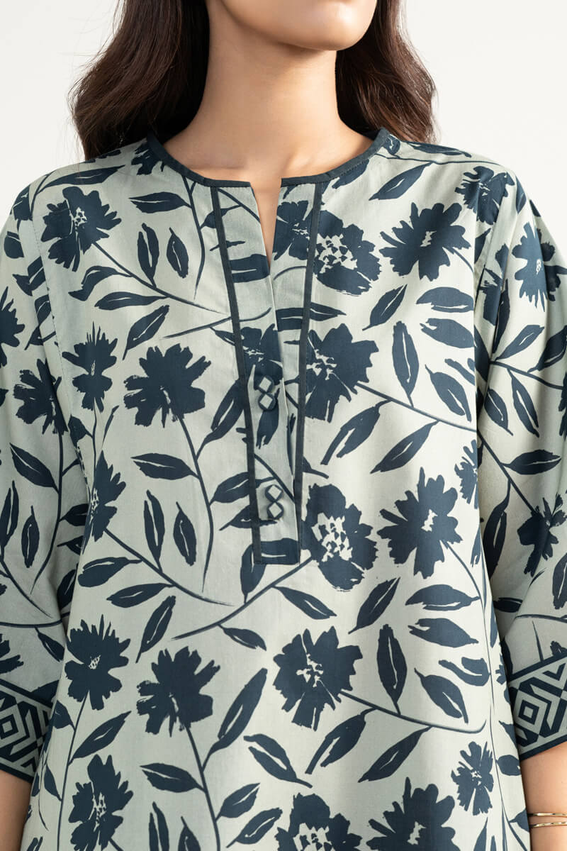 Sapphire (Vol.4) - 3PC Unstitched Printed Lawn Suit (Pale Sage Green & Deep Navy)