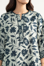 Sapphire (Vol.4) - 3PC Unstitched Printed Lawn Suit (Pale Sage Green & Deep Navy)