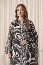 Gul Rang By Bareezé – 3-Piece Unstiched Printed Classic Lawn (Black & White)