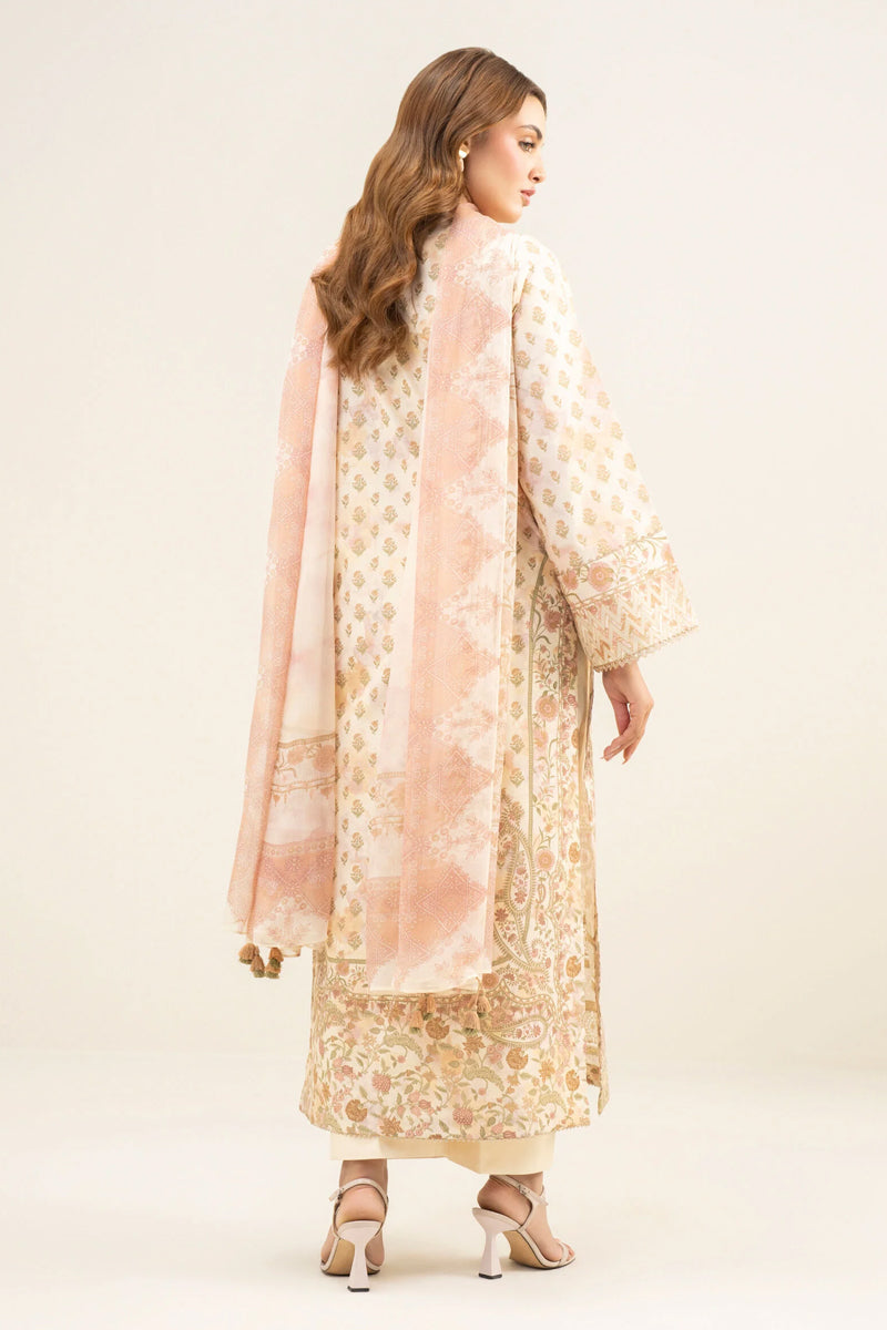 Sapphire By KBC - 3PC Unstitched Digital Printed Lawn Suit (Beige)