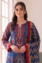 Roshaan by KBC Fashion Stitched 3-Piece Lawn Suit (Deep Indigo)