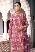 Zesh - 3PC Unstitched Embroidered Lawn Suit (Mauve & Soft Peach)
