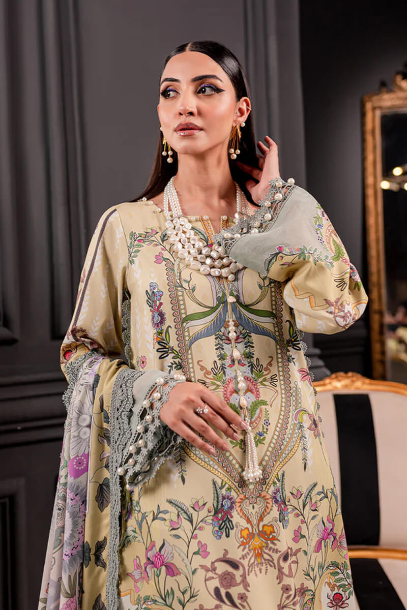Urbane By Jade Vo.4 - 3pc Unstitched Classic Printed Lawn (Muted Pale Yellow)