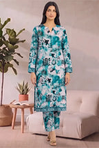 Bonanza Unstitched Lawn 2-Piece Same Print Suit (Deep Teal)