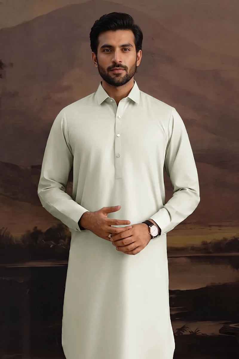 Premium Men's Unstitched Cotton Fabric Suit (Pale Pistachio)