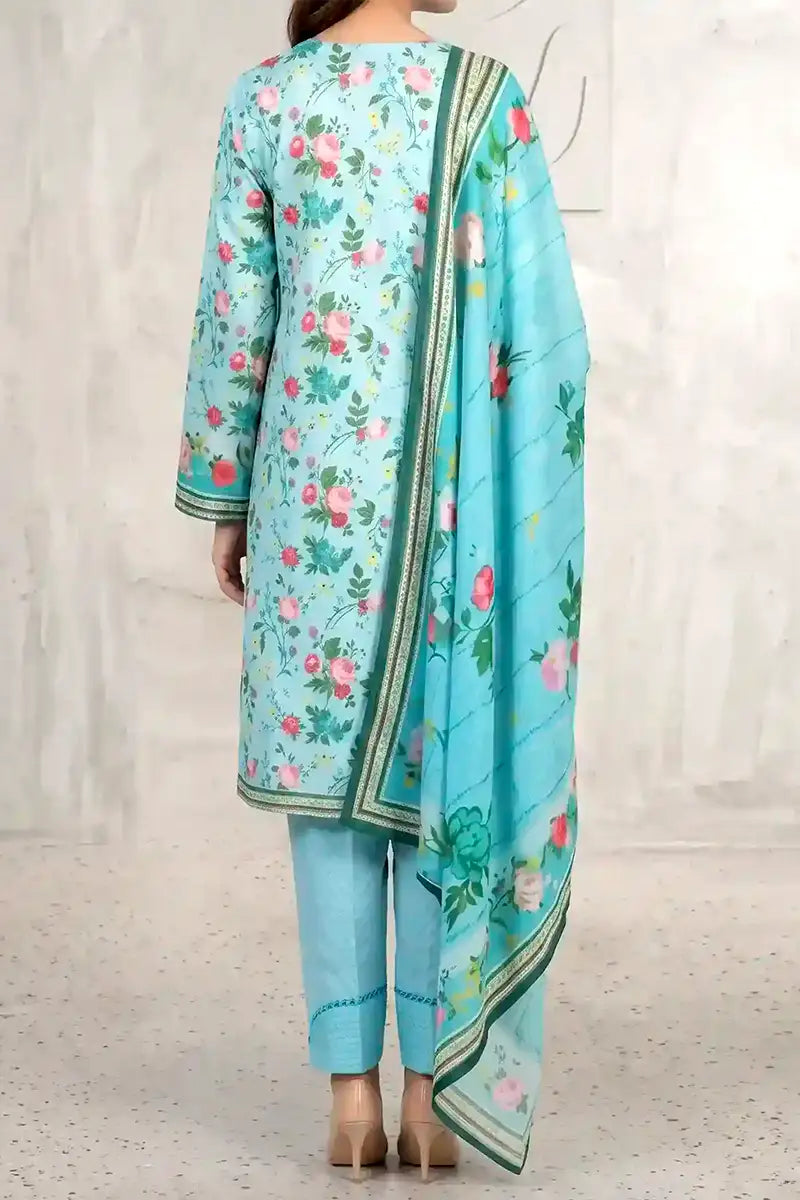 Mehar Unstitched 3-Piece Lawn Collection (Aqua Cyan)