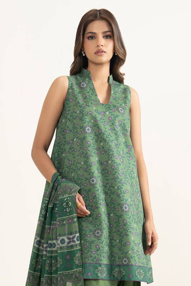 Sapphire (Vol.4) - 3PC Unstitched Printed Lawn Suit (Medium Sage Green)