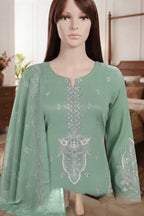 Arooj by Breeza Fashion - 3PC Unstitched Embroidered Lawn Suit (Sage Green)