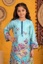 Ting Tone by Almeerah - Girls Unstitched 2-Piece Suit (8 to 12 Years) (Sky Blue)