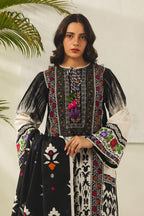 Khaadi – 3 Piece Unstiched Printed Lawn Suit (Black & Bone Gray)