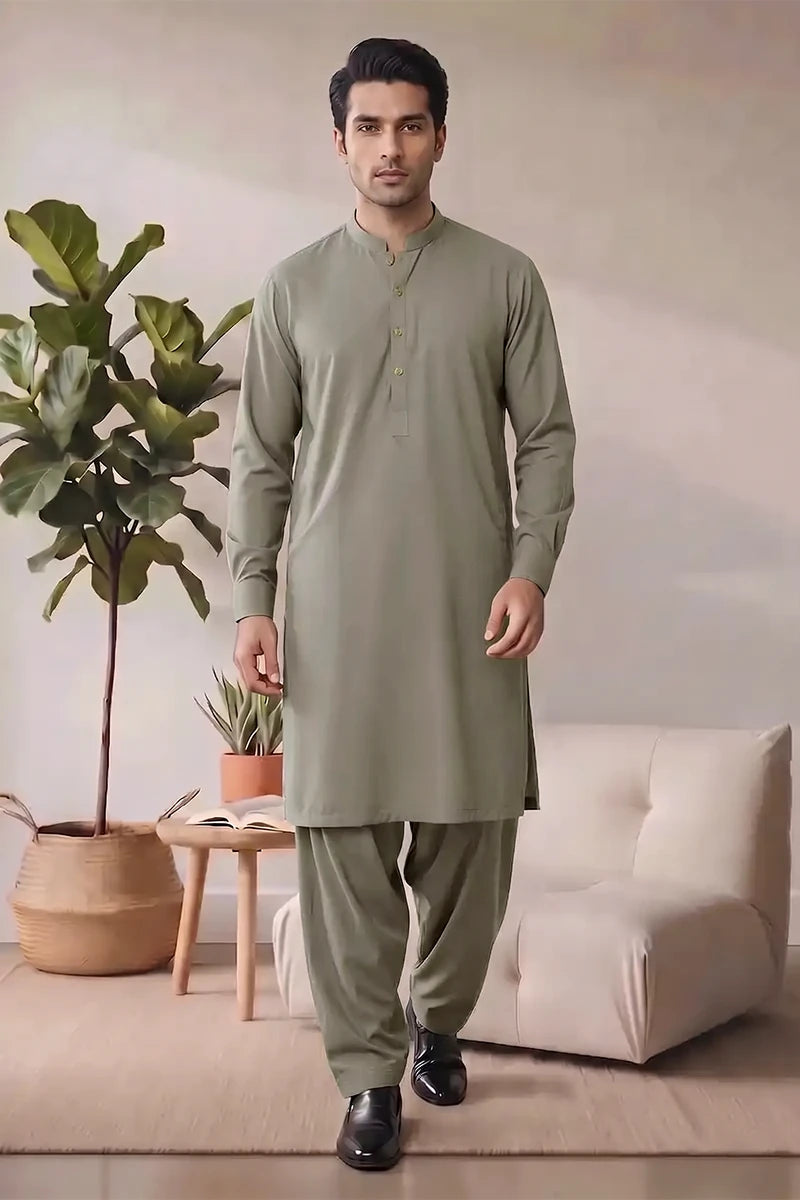 Saya Men’s Wash & Wear Unstitched Suit (Sage)