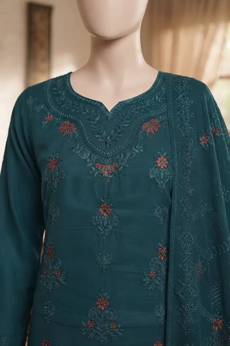 Noor by Breeza Fashion - 3PC Unstitched Embroidered Lawn Suit (Ocean Green)