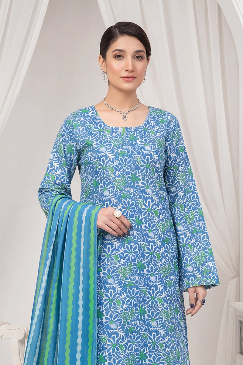 Gul Rang By Bareezé – 3-Piece Unstiched Printed Classic Lawn (Dreamy Blue)