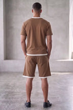 Men's Casual T-Shirt and Shorts Co-ord Set (Chestnut Brown)