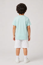 Boys T-Shirt & Shorts Set (Mint Green & Pure White)