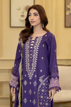 Elvia By Johra - 3PC Unstitched Embroidered Lawn Suit (Purple)
