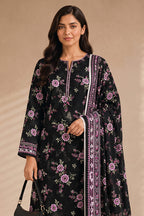Khaadi (Vol.5) – 3 Piece Unstitched Printed Lawn Suit (Jet Black & Lavender Pink)