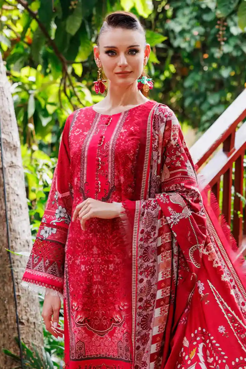 Jade Urbane Vol: 04 Classic Lawn Collection 3-Piece Unstitched Suit (Vibrant Crimson)