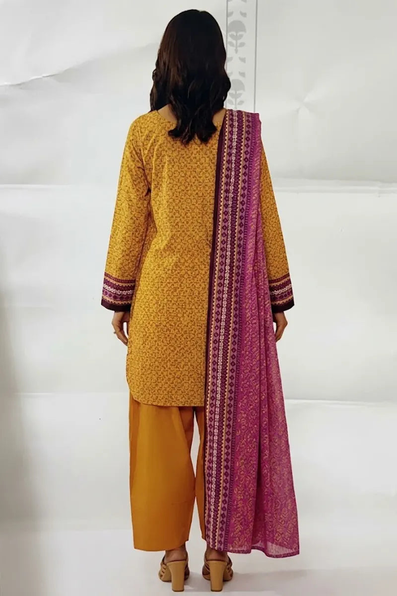 Khaadi Unstitched 3-Piece Lawn Collection (Amber Yellow)