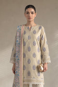 Khaadi – 3 Piece Unstiched Premium Printed Lawn Suit (Light Khaki)