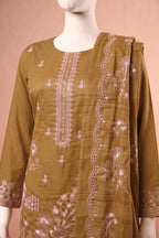 Elanza by Breeza Fashion - 3PC Unstitched Embroidered Lawn Suit (Olive Gold)