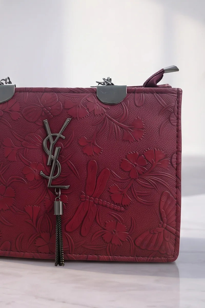 Yves Saint Laurent Premium Women's Fashion Handbag (Wine Red)