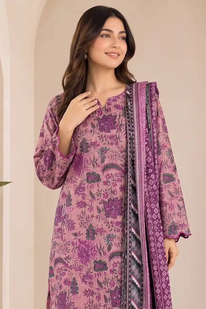 KBC 3PC Stitched Collection - Printed Lawn Suit (Purple)