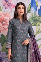 Khaadi 3-Piece Unstitched Printed Lawn Suit Set (Dark Forest Teal)