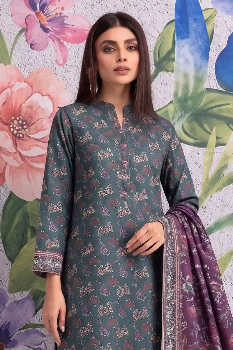 Khaadi 3-Piece Unstitched Printed Lawn Suit Set (Dark Forest Teal)
