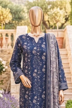 Safina Zeenat Printed Lawn 3-Piece Unstitched Suit (Deep Navy Blue)