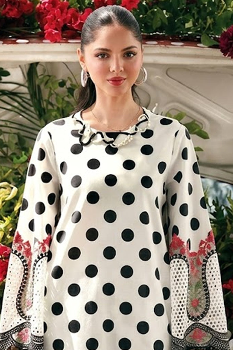 Elahéh By Maria B - 3PC Unstitched Digital Printed Lawn Suit (White & Black)