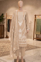 Dream by Breeza Fashion - 3PC Unstitched Embroidered Lawn Suit (Beige)