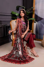 Urbane By Jade Vo.4 - 3pc Unstitched Classic Printed Lawn (Deep Maroon)