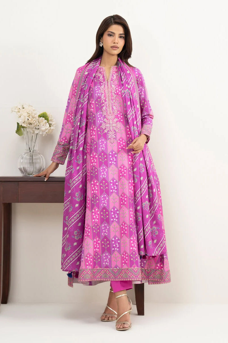 Sapphire By KBC - 3PC Unstitched Digital Printed Lawn Suit (Pink)
