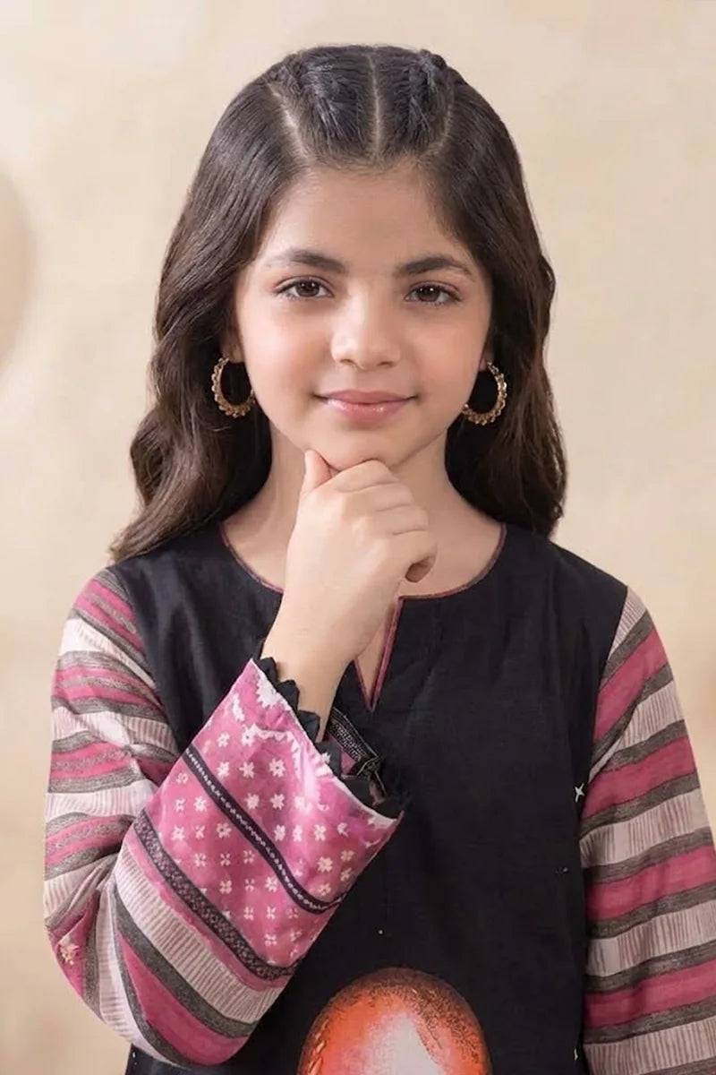 Ting Tone by Almeerah - Girls Unstitched 2-Piece Suit (Charcoal)
