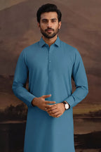 Premium Men's Unstitched Cotton Fabric Suit (Slate Blue)