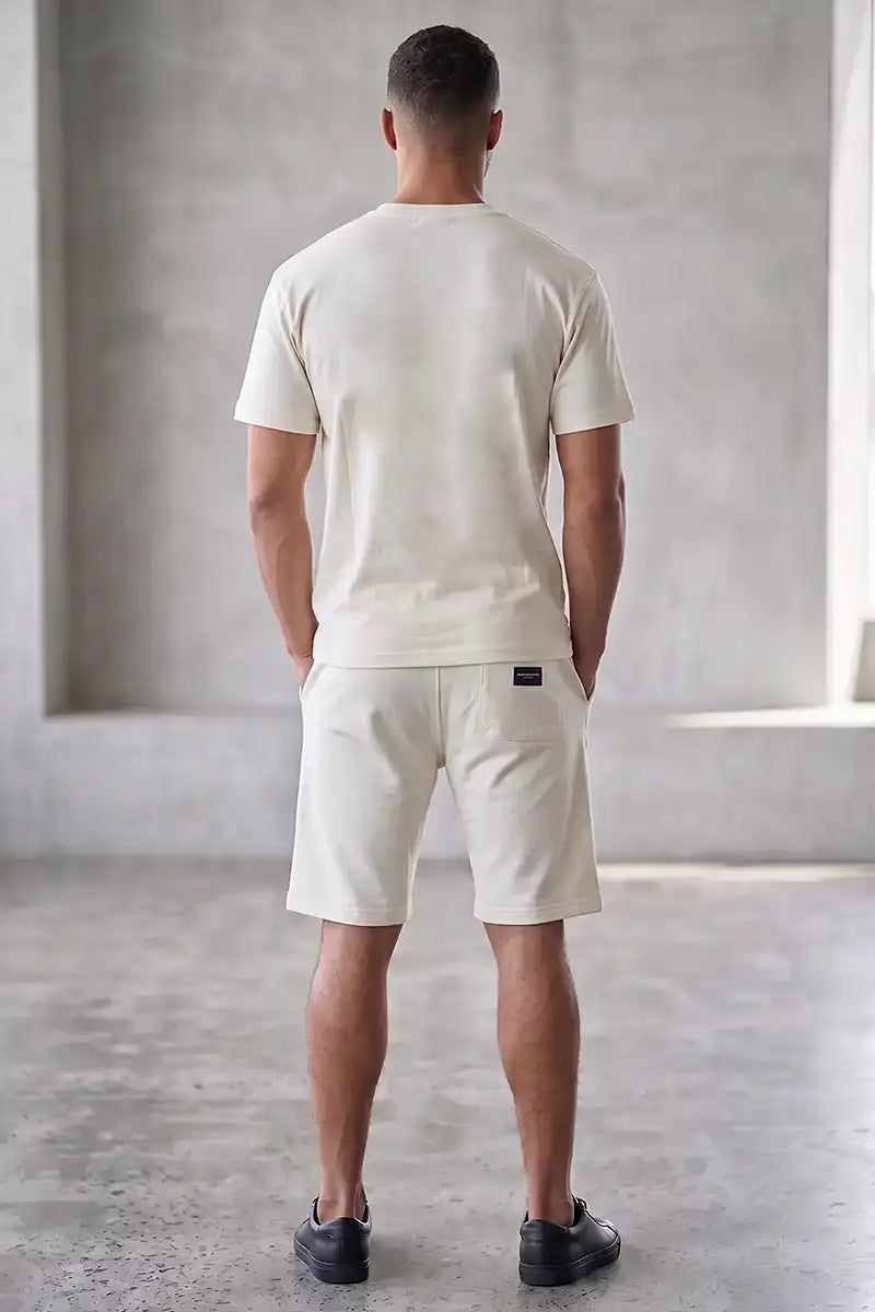 Men's Casual T-Shirt and Shorts Co-ord Set (White)