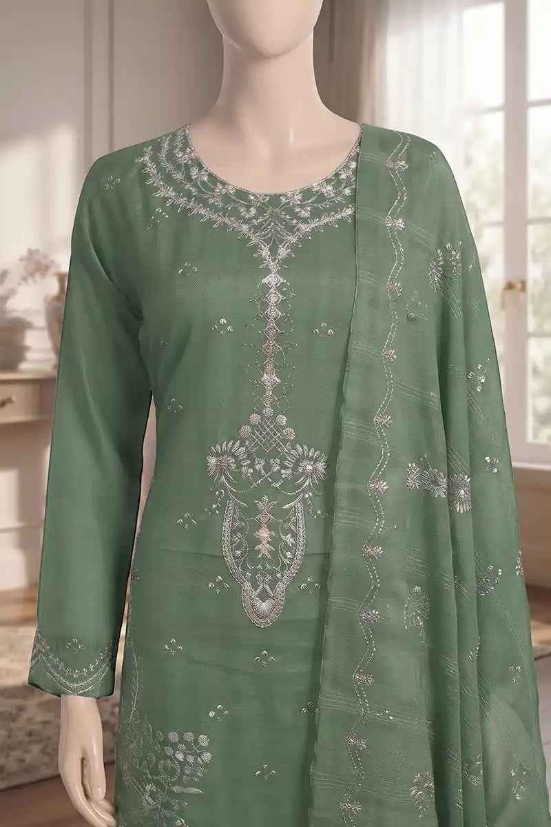 Roshan by Breeza Fashion - 3PC Unstitched Embroidered Lawn Suit (Sage Green)