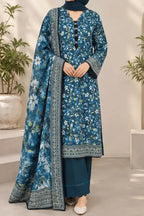 Mehar Unstitched 3-Piece Lawn Collection (Deep Teal)