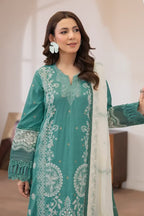 Aqua By Johra - 3PC Unstitched Embroidered Lawn Suit (Deep Teal Green)