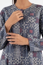 Saya Special Unstitched Khaddar 2-Piece Same Print Suit (Charcoal Navy)