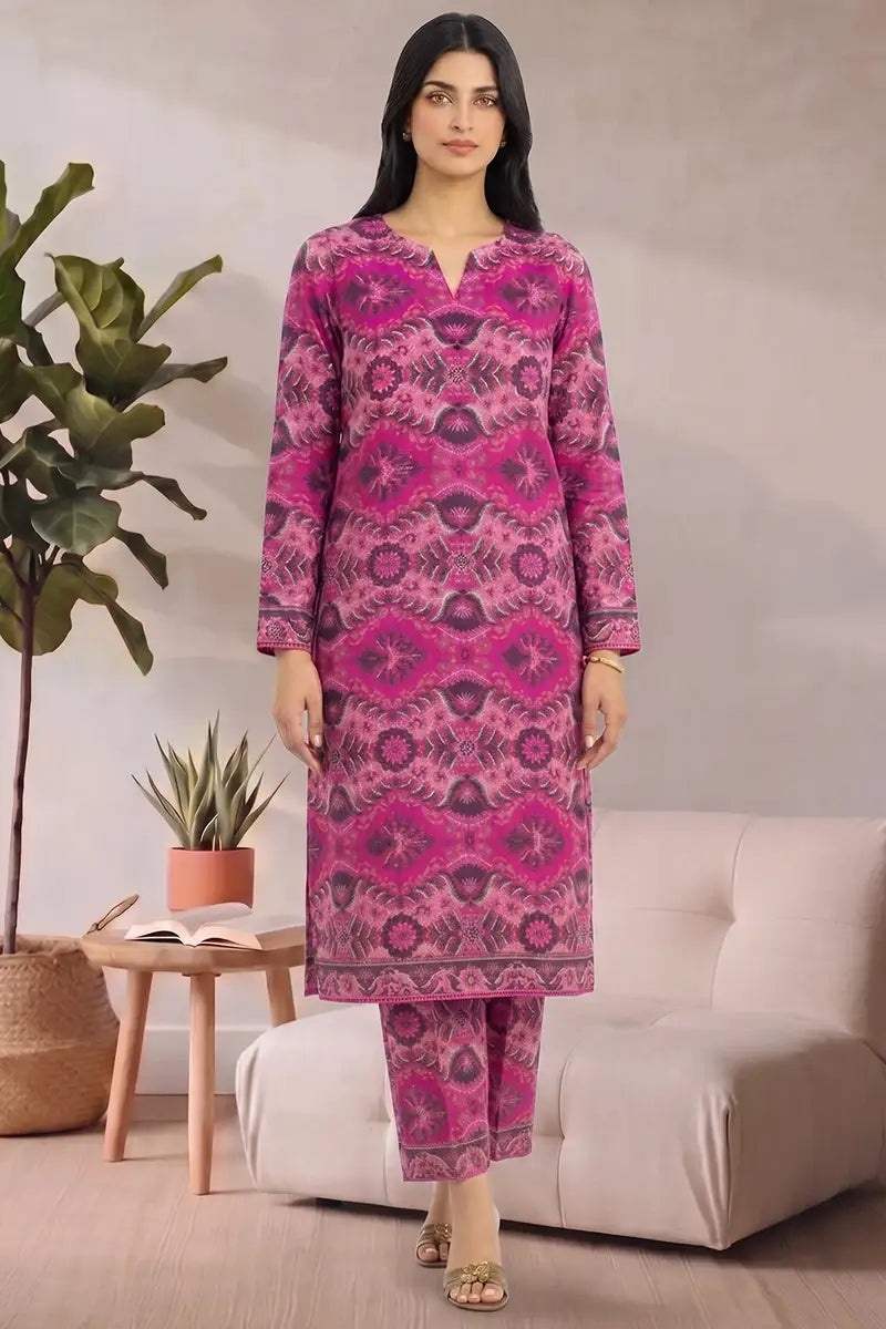 Bonanza Unstitched Lawn 2-Piece Same Print Suit (Magenta)