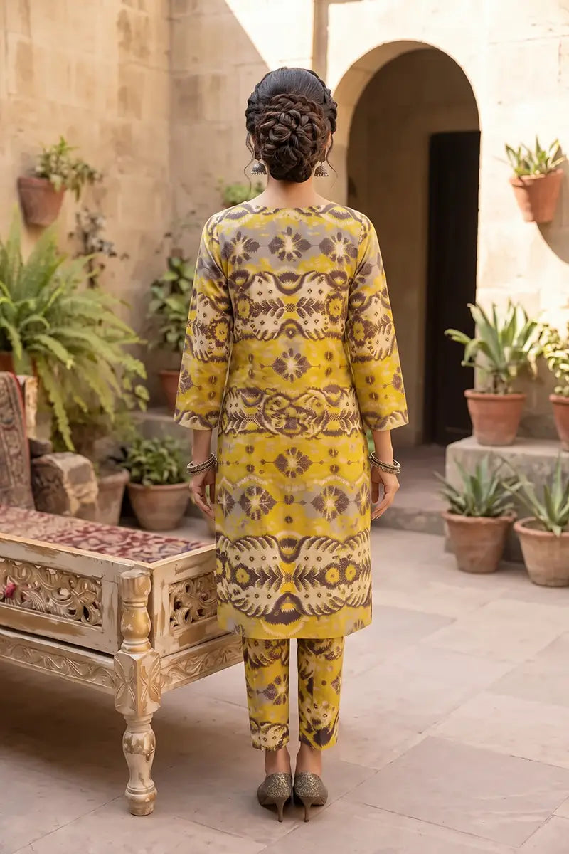 Sana Safinaz Printed Lawn Unstitched 2-Piece Suit (Chartreuse Yellow)