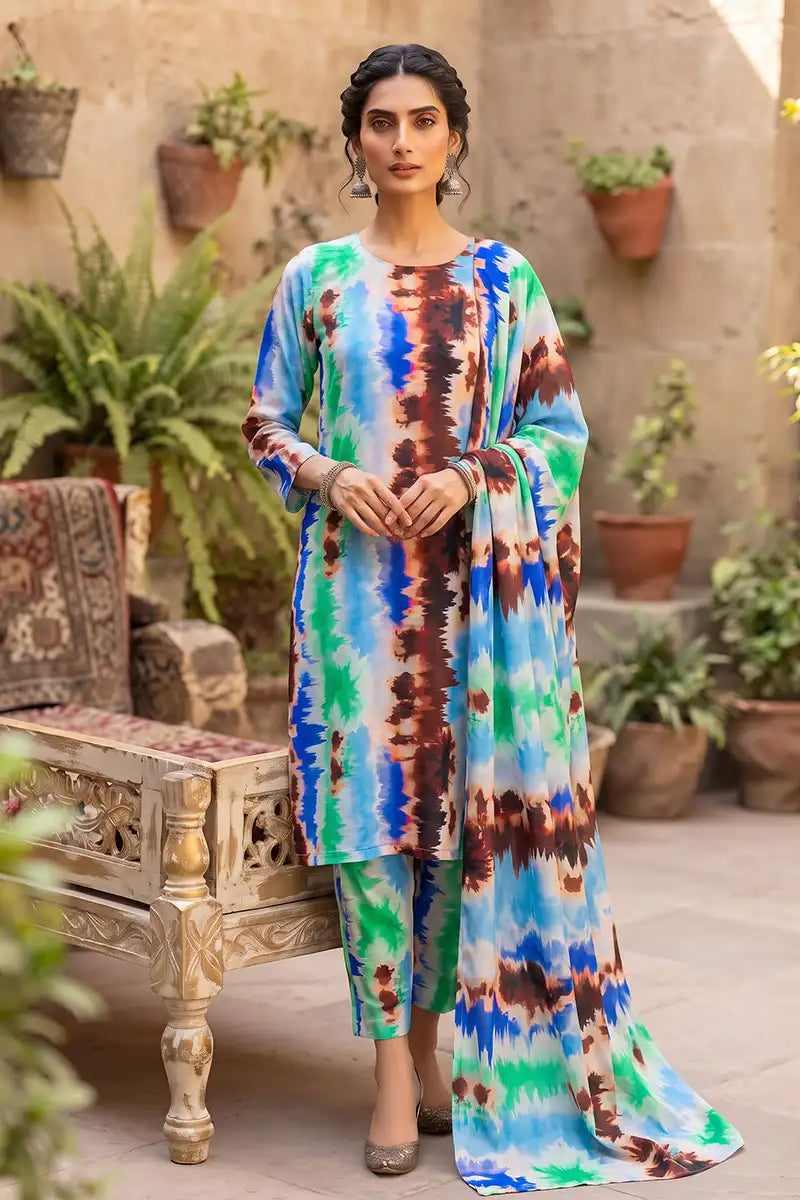 Sana Safinaz Printed Lawn Unstitched 3-Piece Suit (Light Blue)