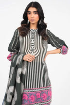 Alkaram Unstitched 3-Piece Lawn Collection (Charcoal Green)