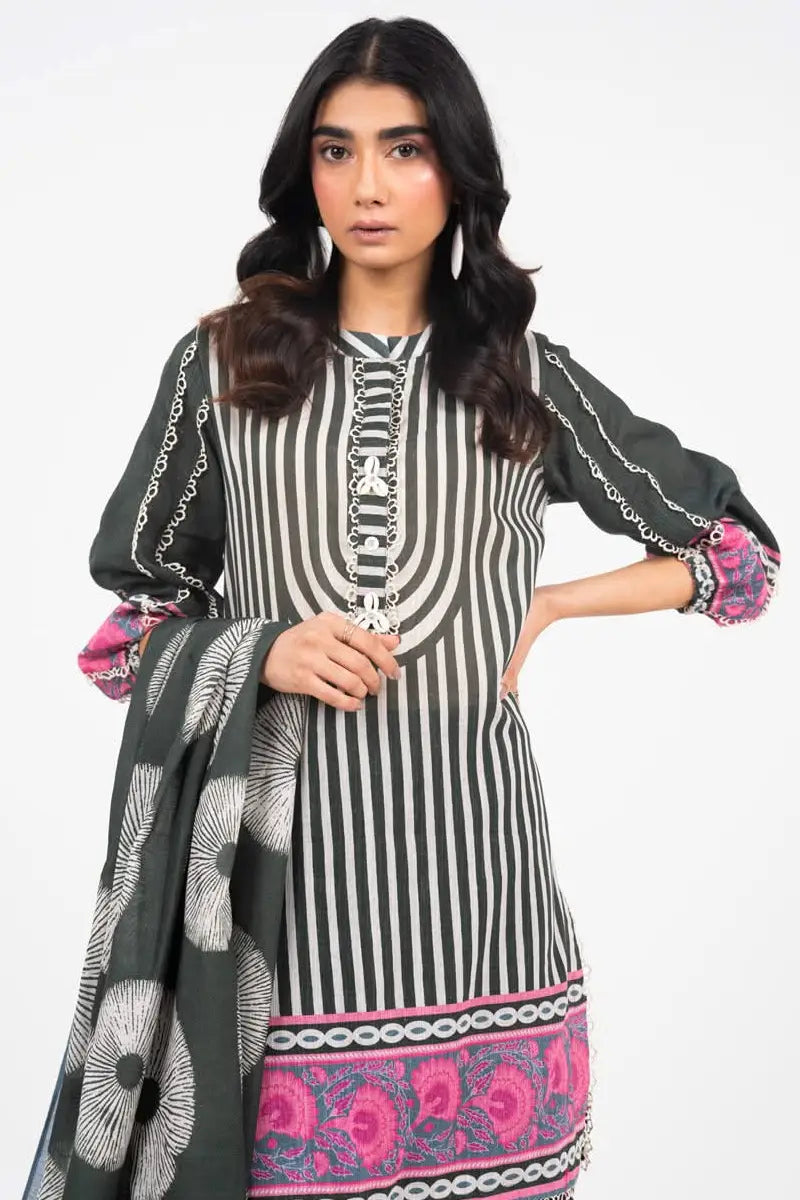Alkaram Unstitched 3-Piece Lawn Collection (Charcoal Green)