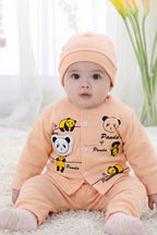 Playful Panda Long Sleeve (0-3 Months) (Peach)