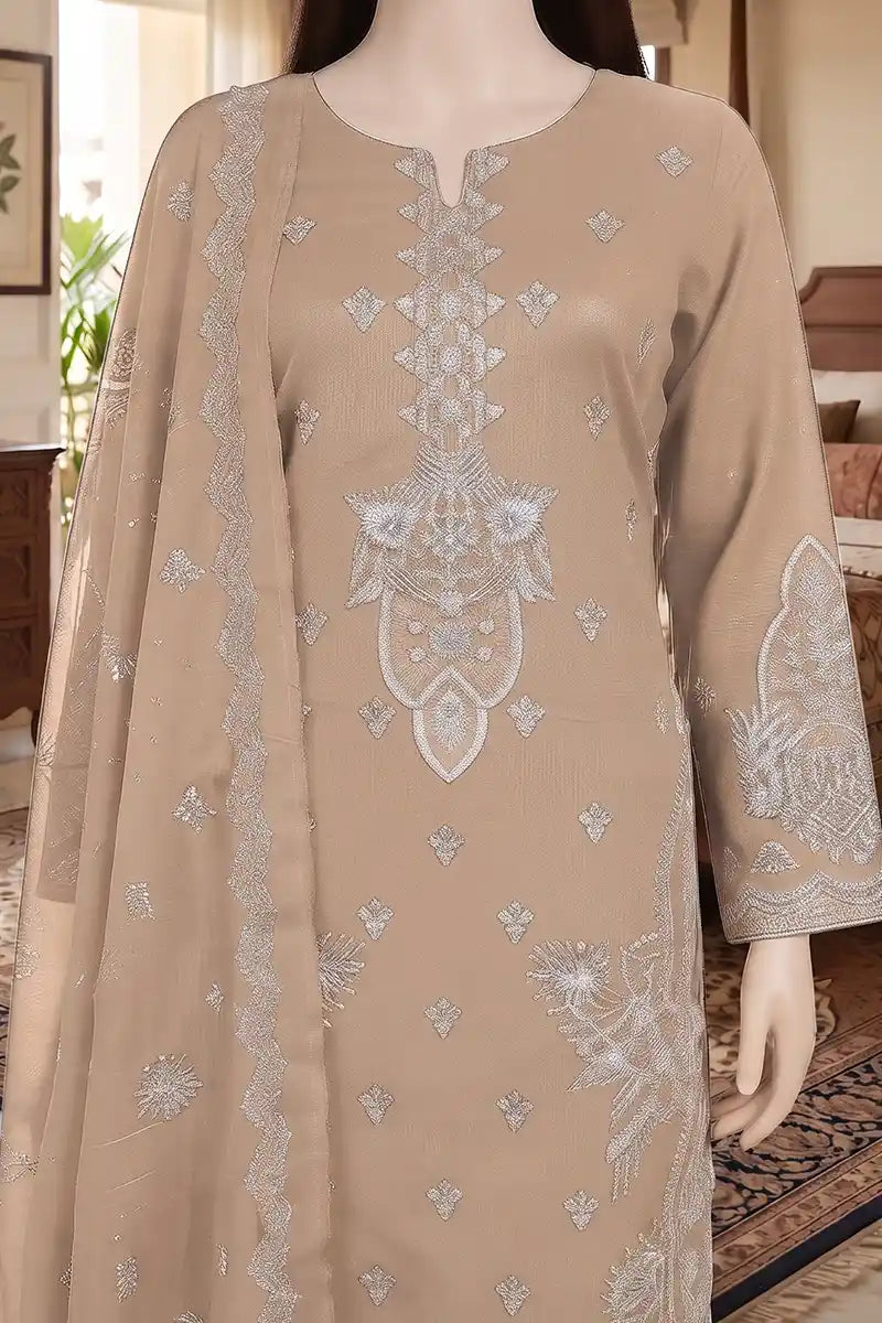 Arooj by Breeza Fashion - 3PC Unstitched Embroidered Lawn Suit (Warm Sand)