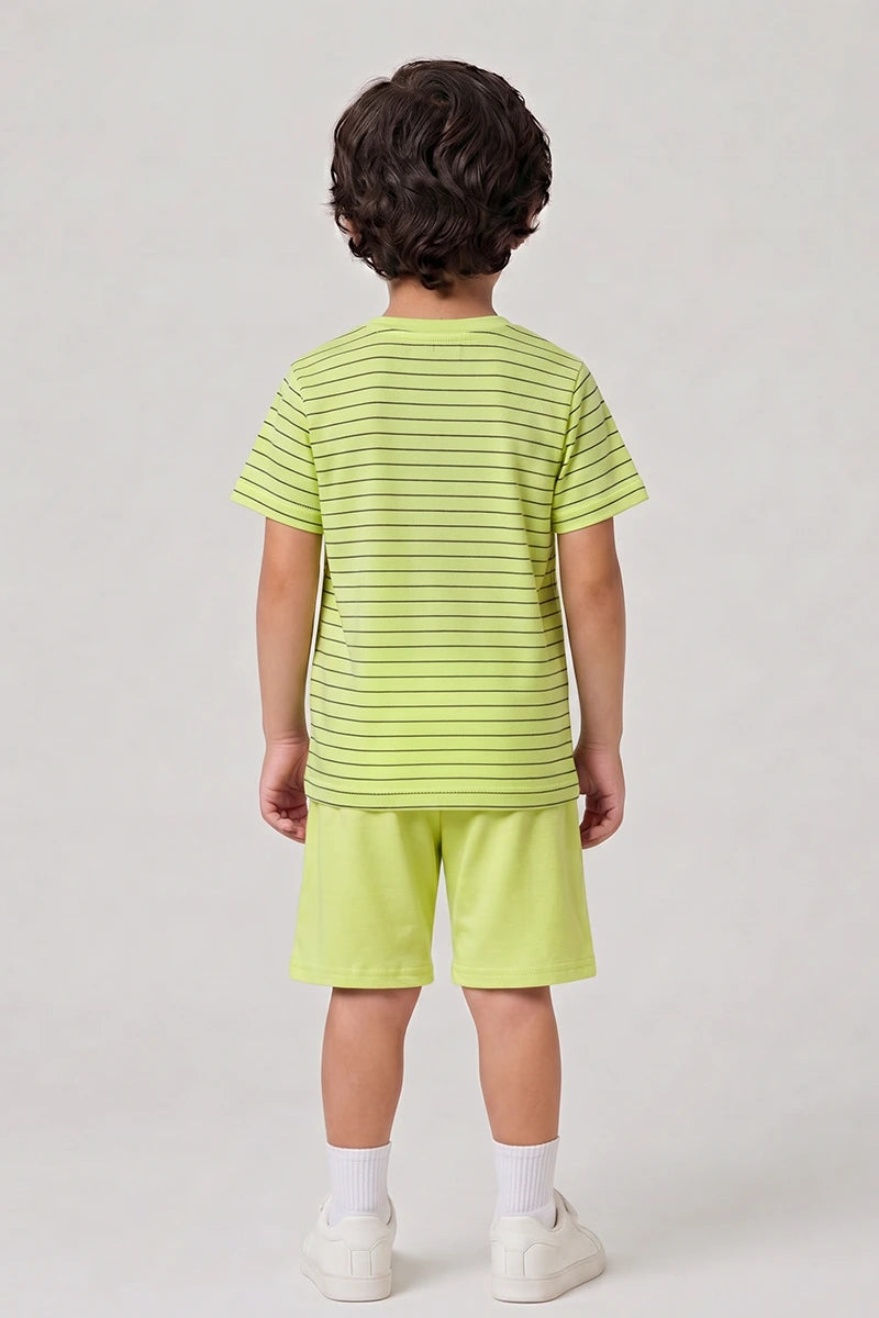 Boys T-Shirt & Shorts Set (Lime Green)